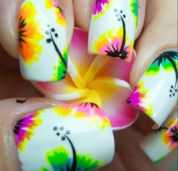 Watercolor-flower-nail-art-for-summer-47