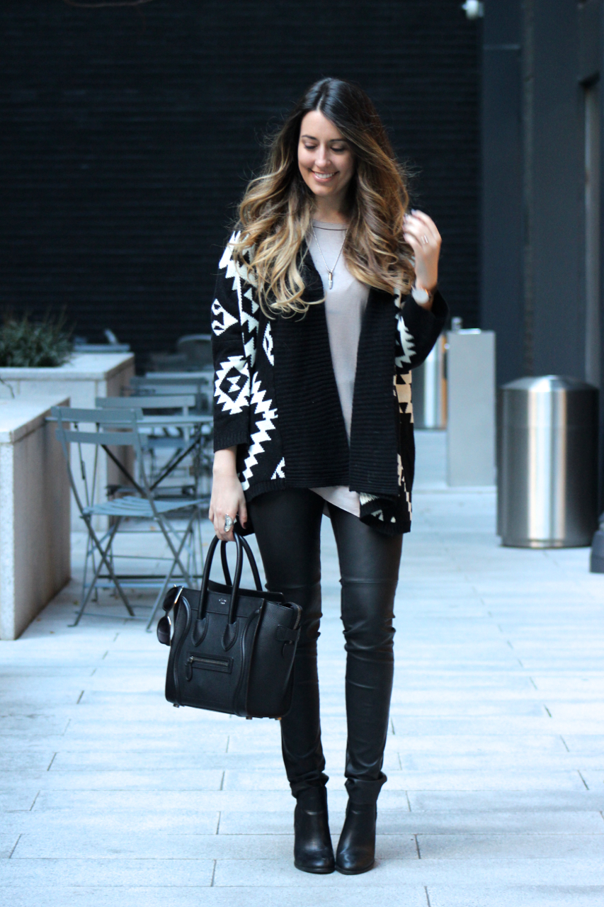 fall outfits with leather pant