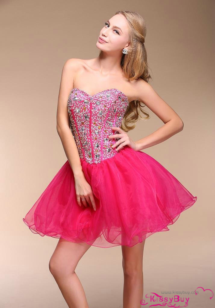 Hot Pink Ladies Christmas Party Dresses 2015