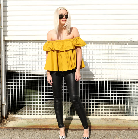 Out-with-Audrey-JULES-Off-Shoulder-Top-Mustard-Yellow