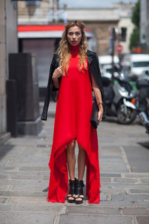 red asymmetrical dress